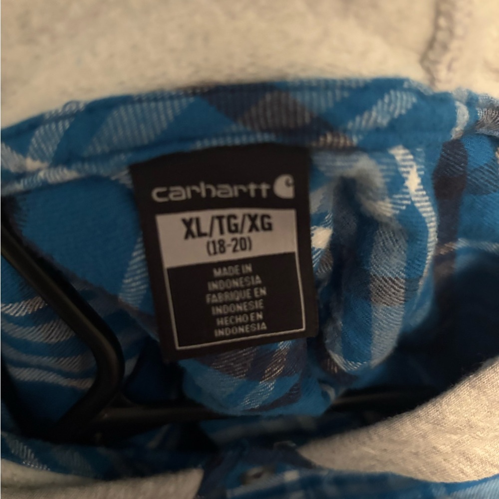 CARHARTT BOY'S LONG-SLEEVE FLANNEL BUTTON-FRONT HOODED SHIRT - Picture 4 of 6